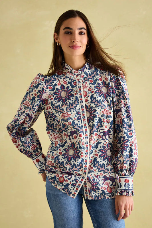 Joules Auretta Multi Frill Neck Blouse