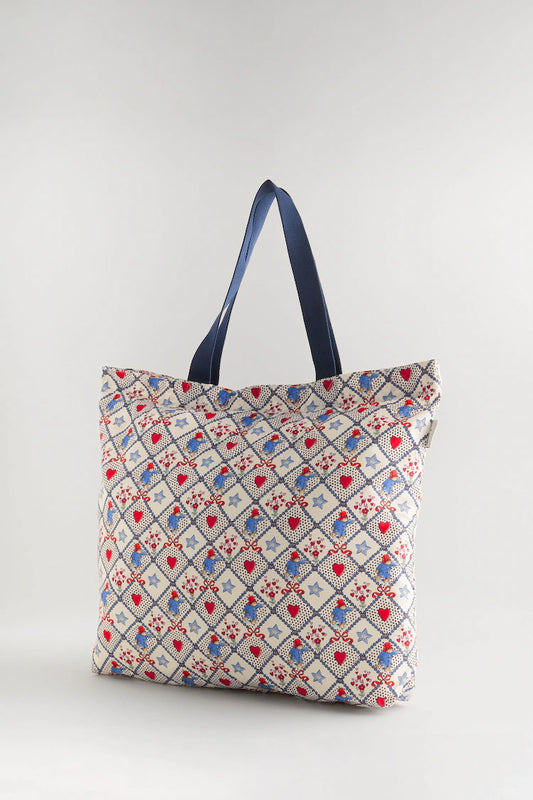 Cath Kidston Ecru Check Paddington Large Foldaway Tote Bag